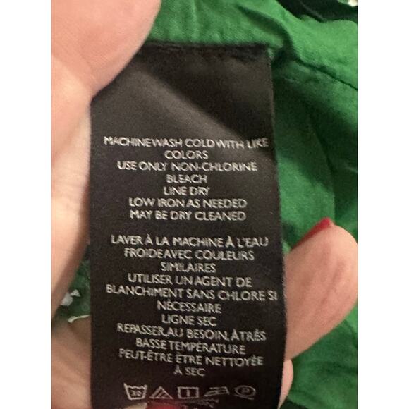 ANTHROPOLOGIE Maeve The Leandra Shirred Yoke Mini Dress Green Motif - Sz 2X NWT - Picture 5 of 6